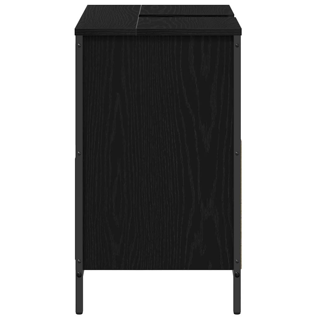 Bathroom Basin Cabinet with Drawers Black Oak 60x34,5x60 cm