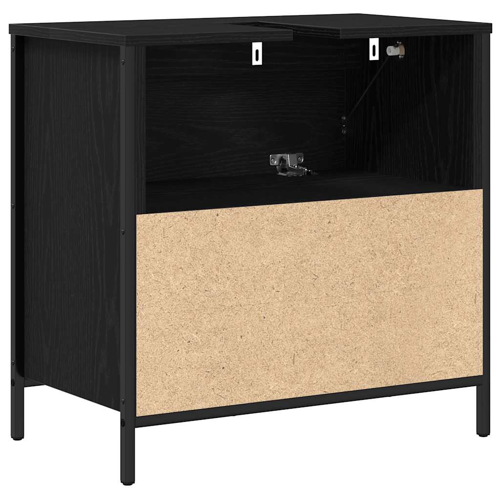 Bathroom Basin Cabinet with Drawers Black Oak 60x34,5x60 cm