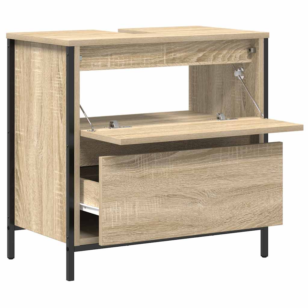 Bathroom Basin Cabinet with Drawers Sonoma Oak 60x34,5x60 cm
