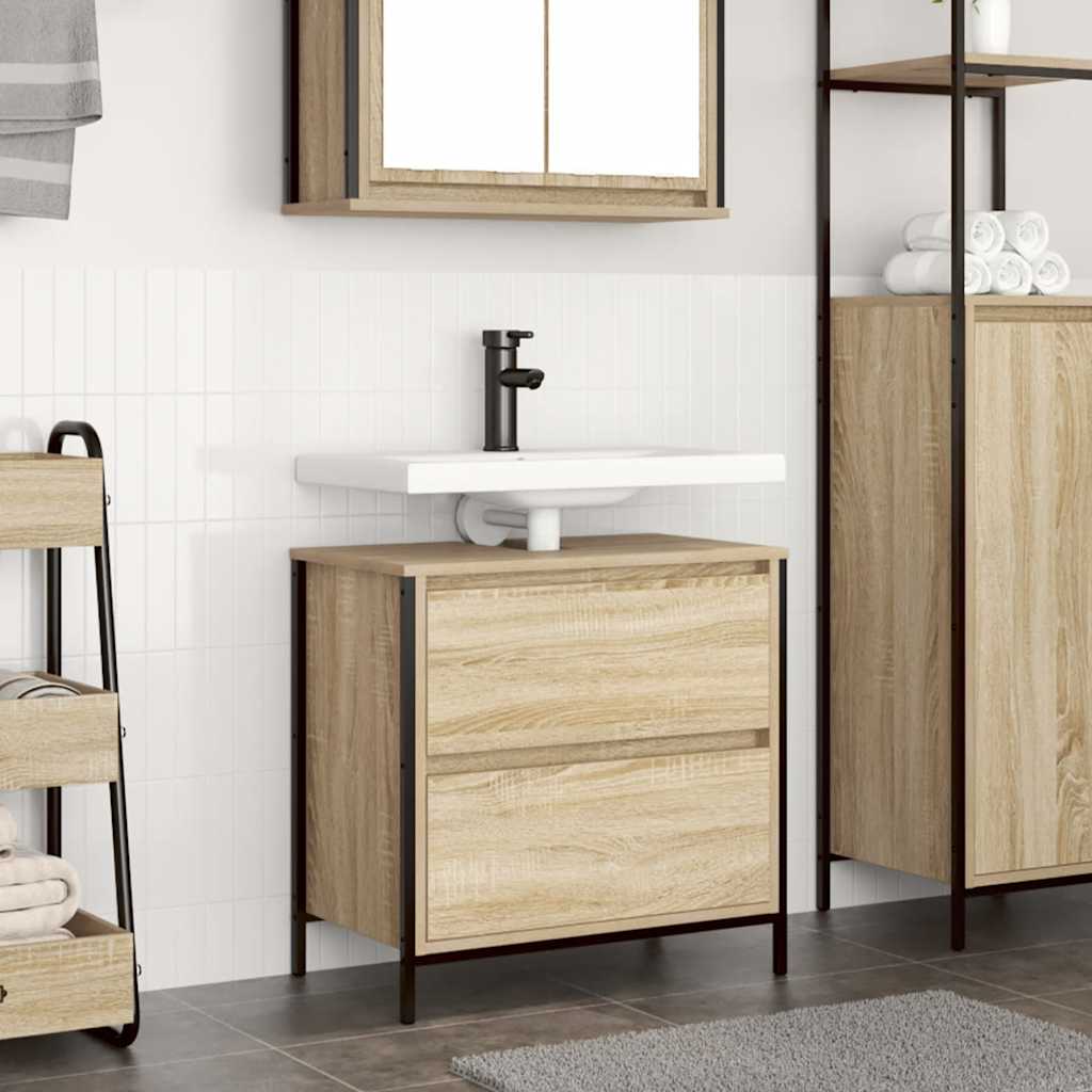 Bathroom Basin Cabinet with Drawers Sonoma Oak 60x34,5x60 cm