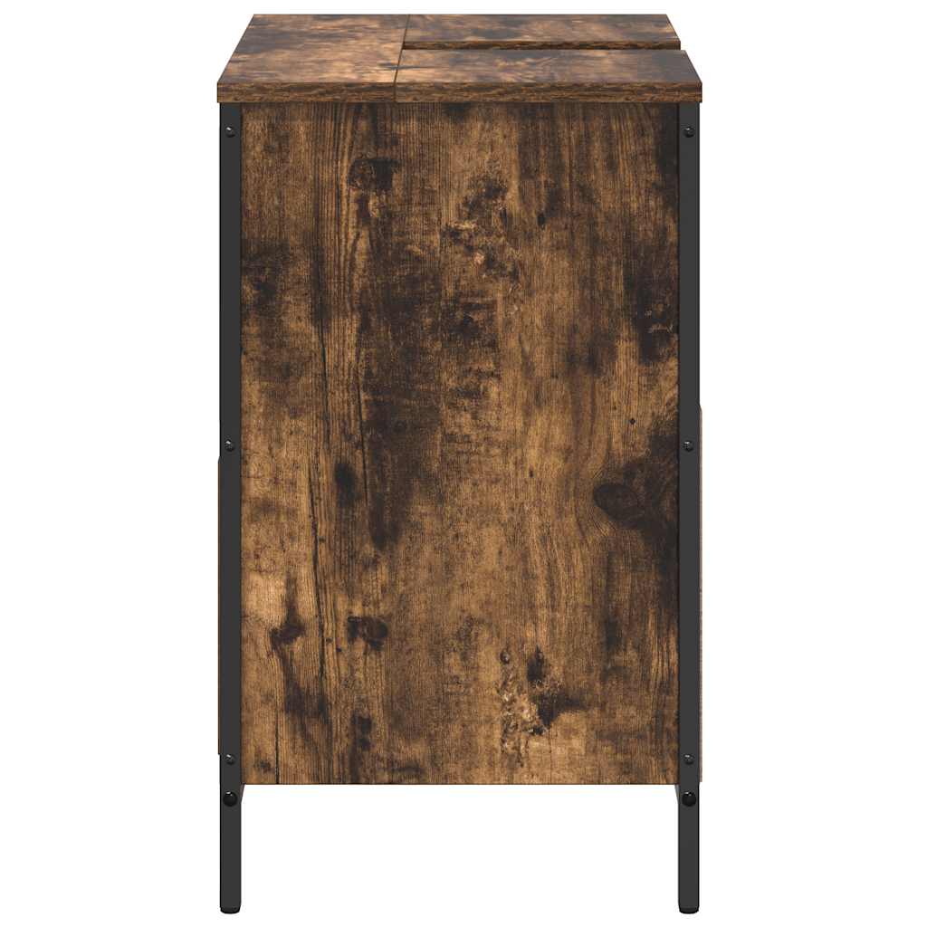 Bathroom Basin Cabinet with Drawers Smoked Oak 60x34,5x60 cm