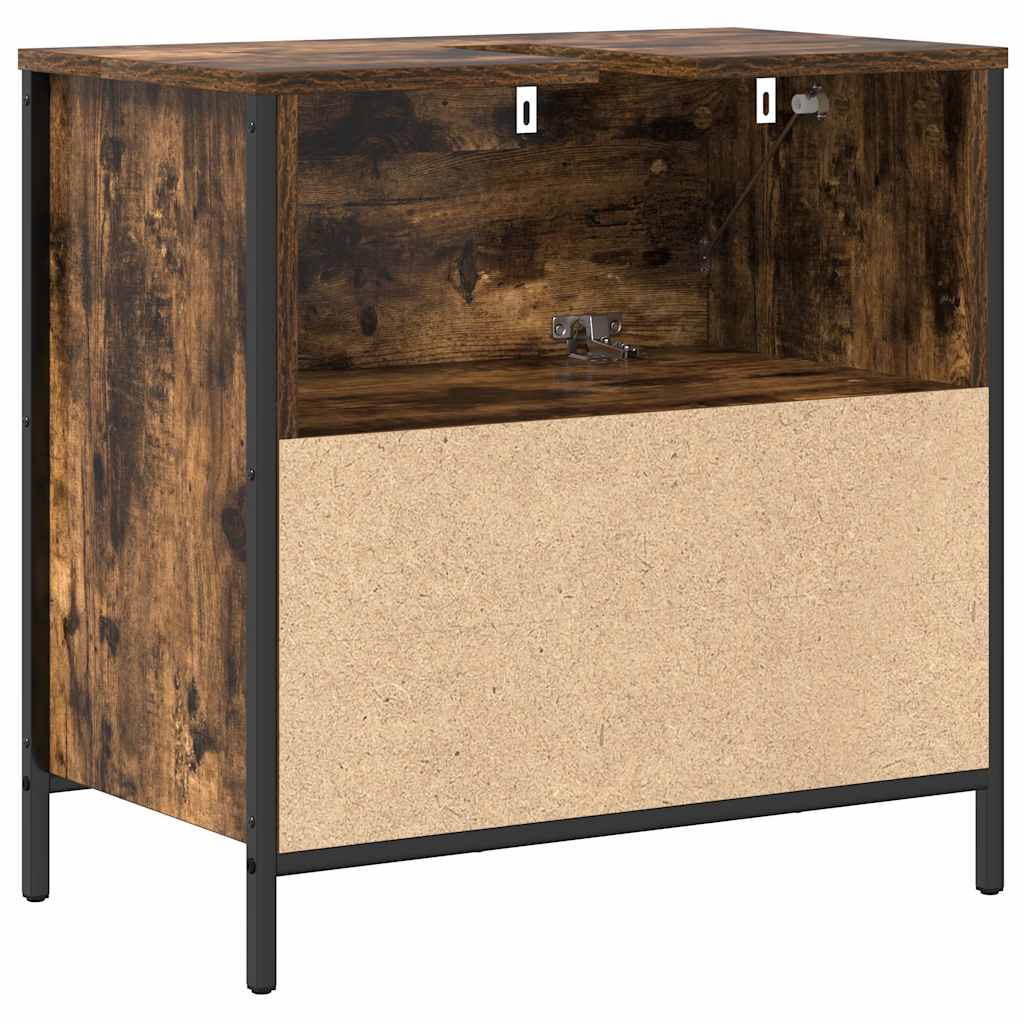 Bathroom Basin Cabinet with Drawers Smoked Oak 60x34,5x60 cm