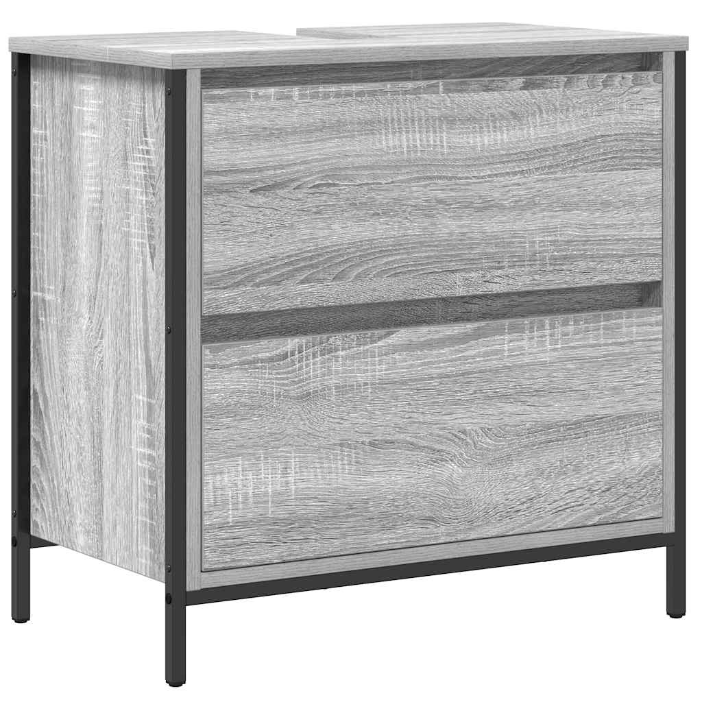 Bathroom Basin Cabinet with Drawers Grey Sonoma 60x34,5x60 cm