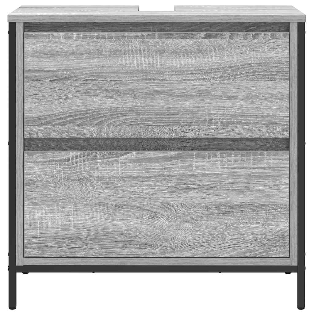 Bathroom Basin Cabinet with Drawers Grey Sonoma 60x34,5x60 cm