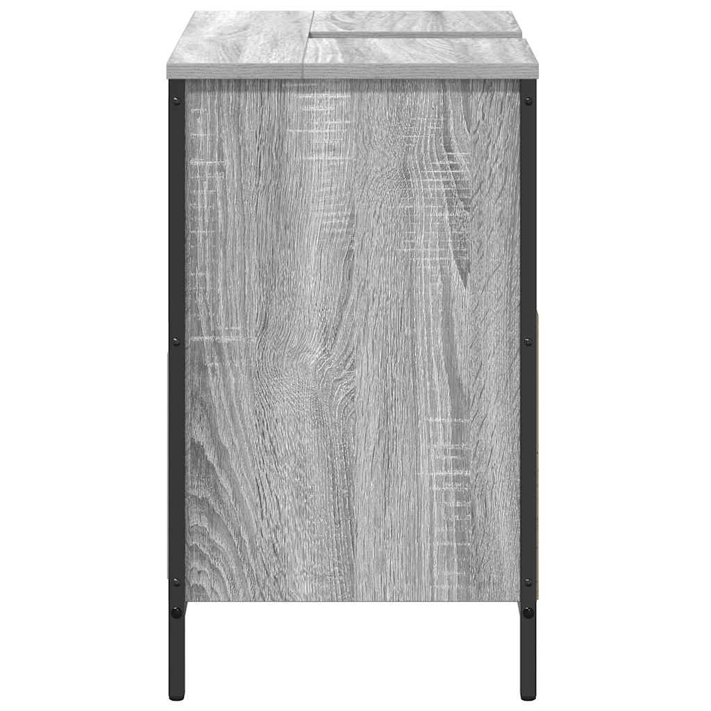 Bathroom Basin Cabinet with Drawers Grey Sonoma 60x34,5x60 cm