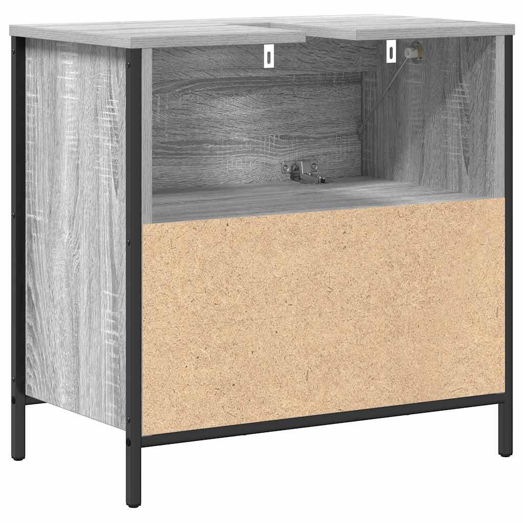 Bathroom Basin Cabinet with Drawers Grey Sonoma 60x34,5x60 cm
