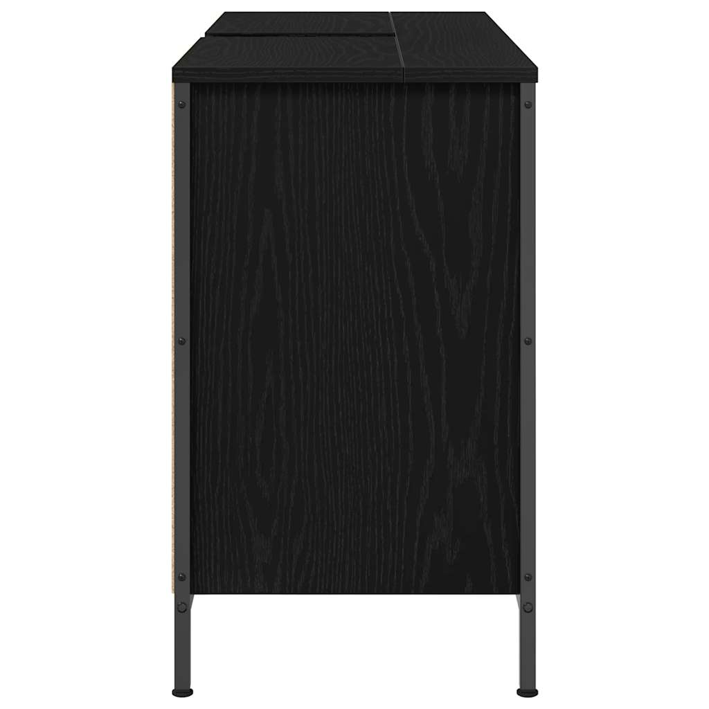 Basin Cabinet with Drawers Black Oak 90x34,5x60 cm