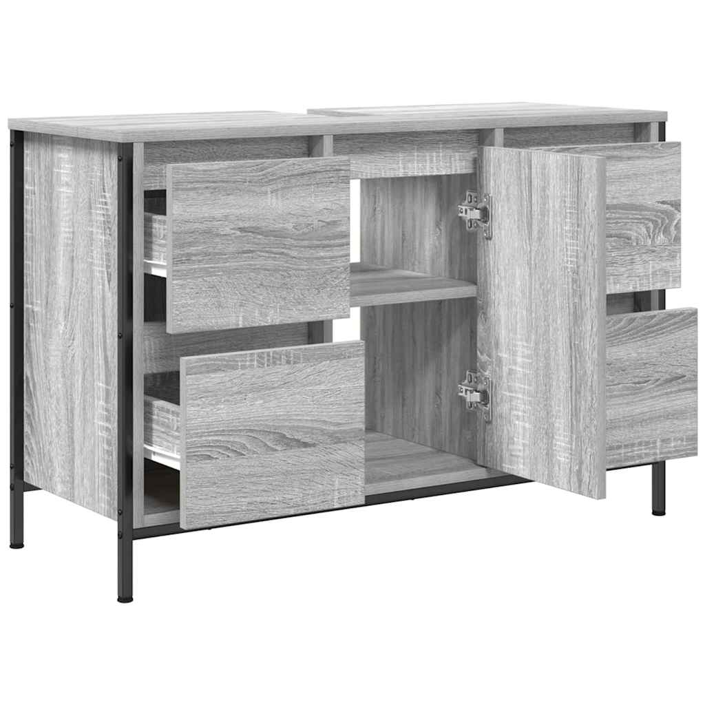 Basin Cabinet with Drawers Grey Sonoma 90x34,5x60 cm