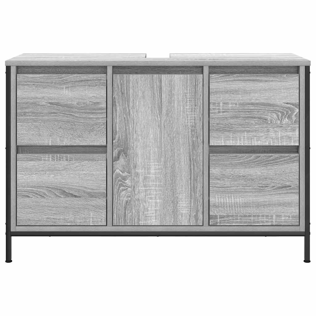 Basin Cabinet with Drawers Grey Sonoma 90x34,5x60 cm