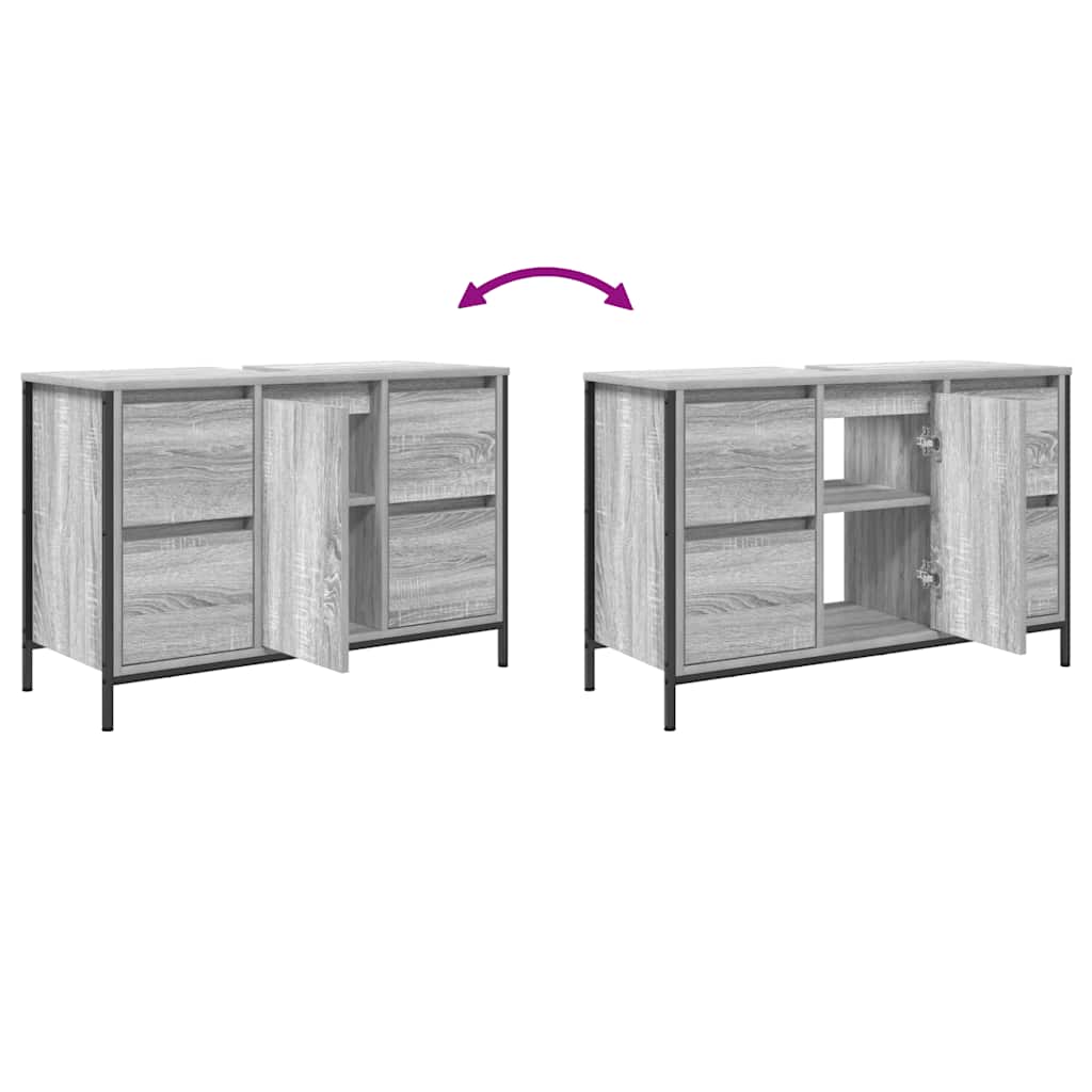 Basin Cabinet with Drawers Grey Sonoma 90x34,5x60 cm