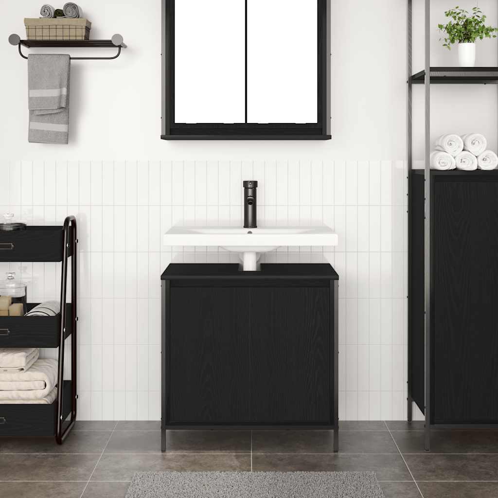 Bathroom Basin Cabinet Black 60x34,5x60 cm