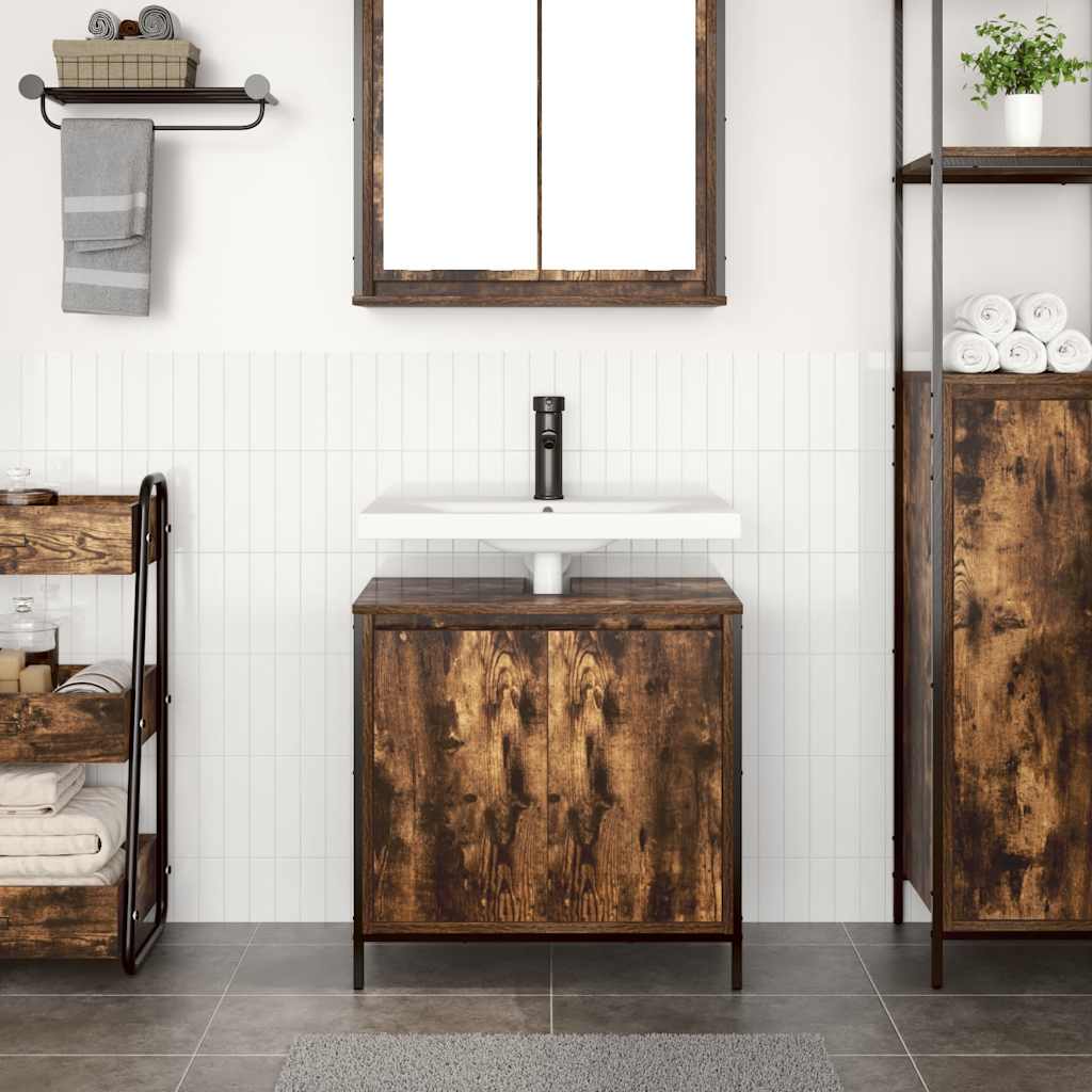 Bathroom Basin Cabinet Smoked Oak 60x34,5x60 cm