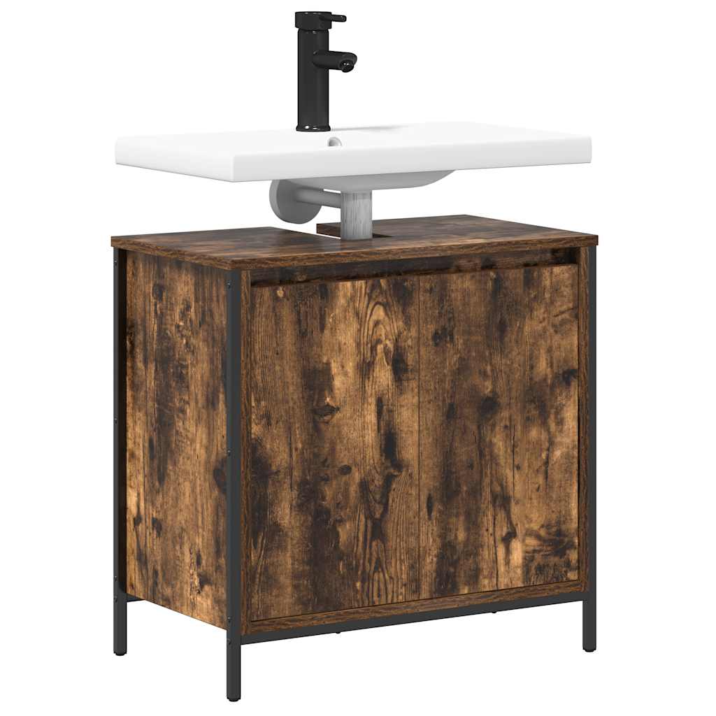 Bathroom Basin Cabinet Smoked Oak 60x34,5x60 cm