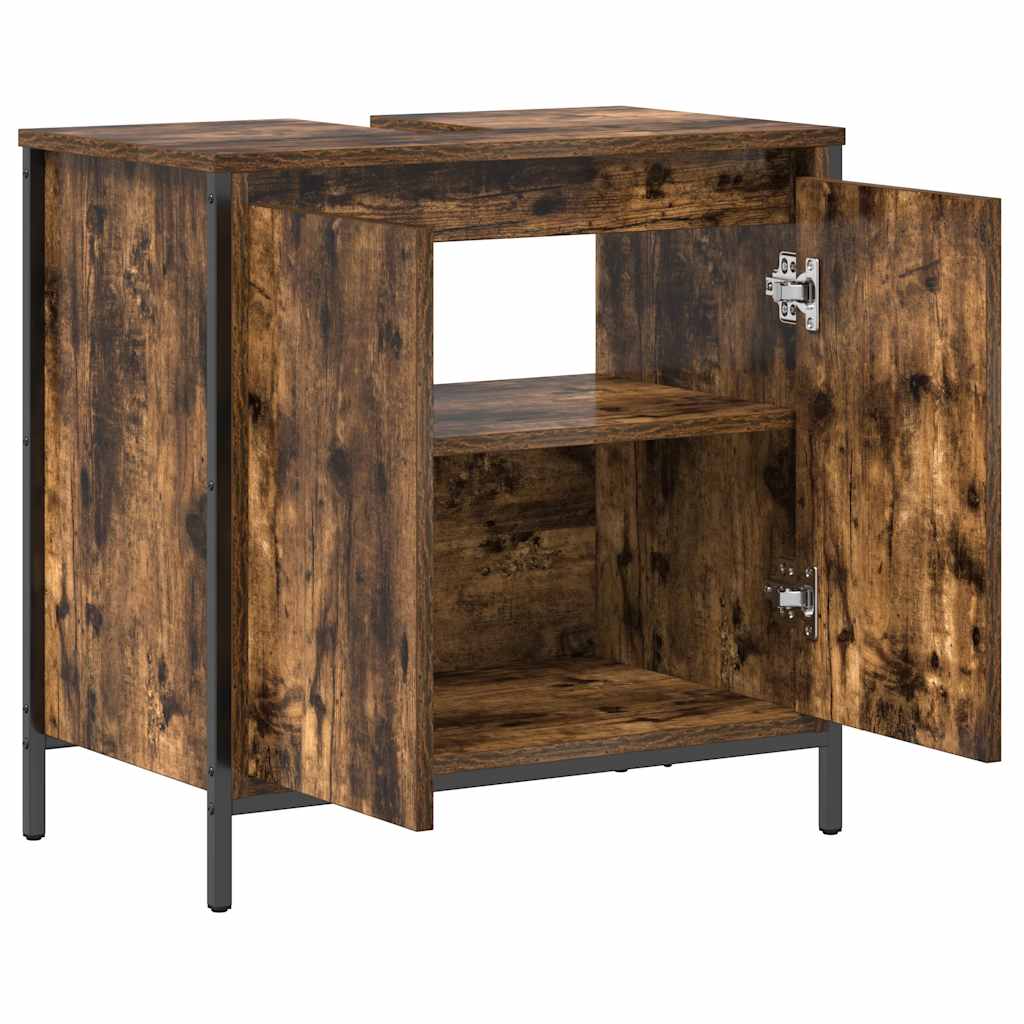 Bathroom Basin Cabinet Smoked Oak 60x34,5x60 cm