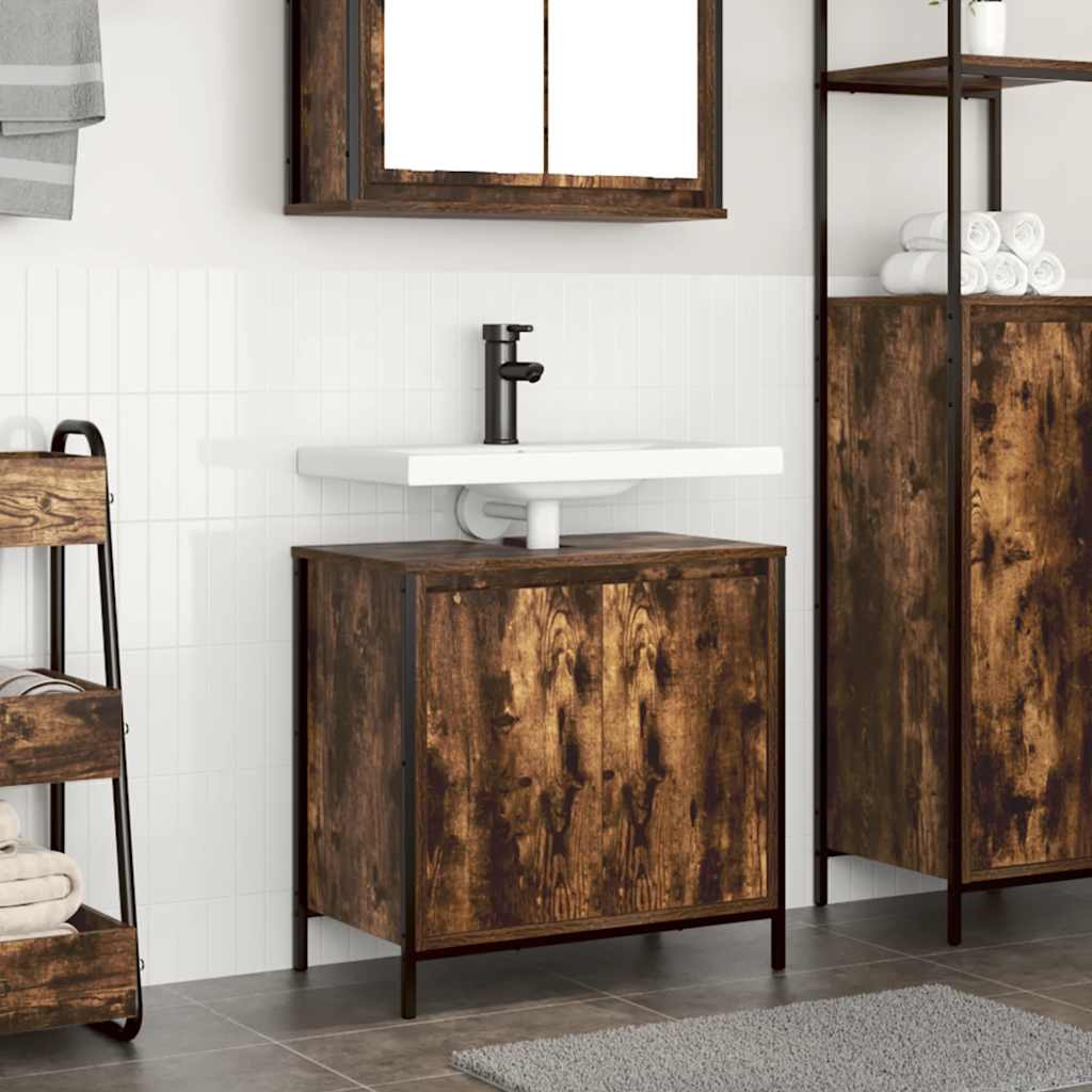 Bathroom Basin Cabinet Smoked Oak 60x34,5x60 cm