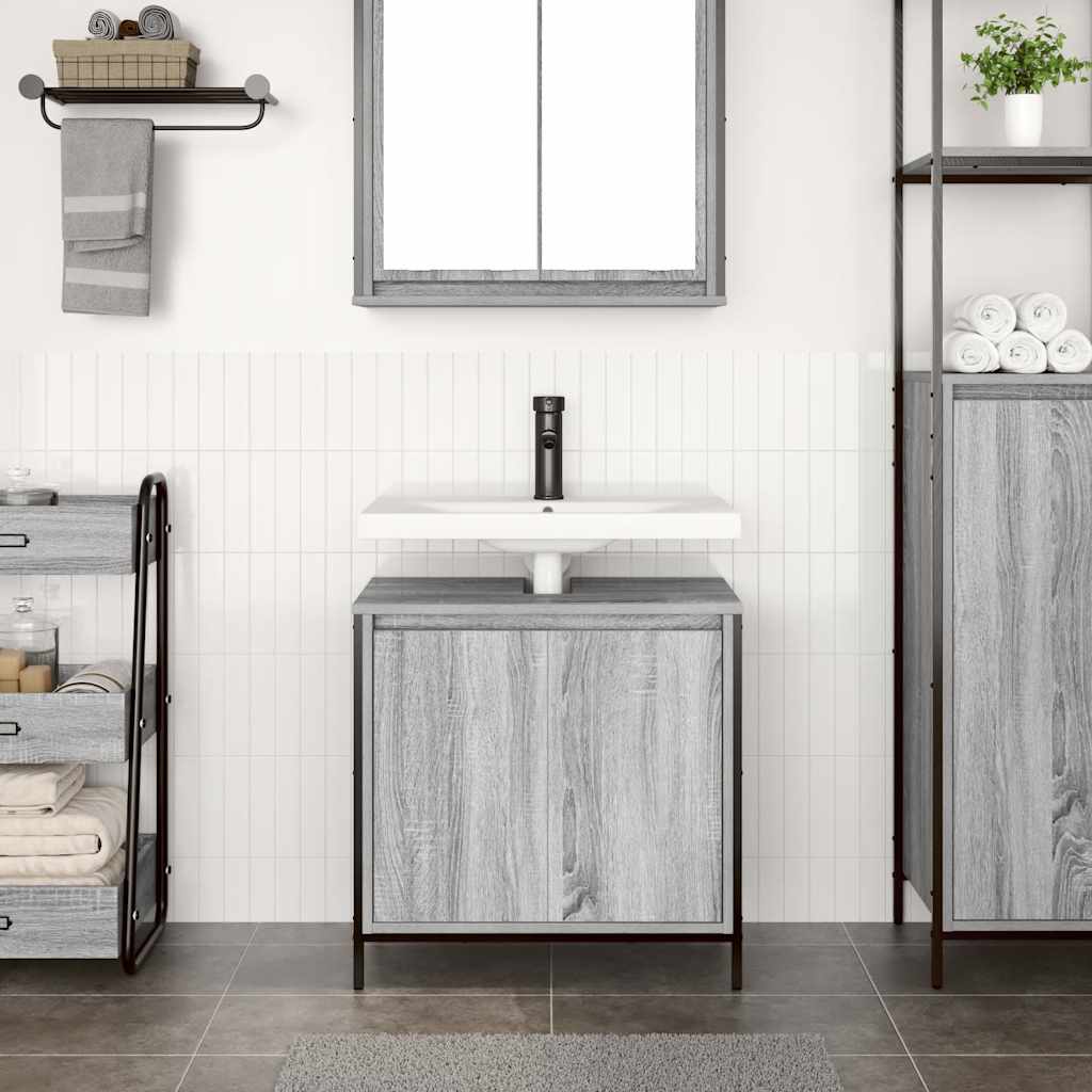 Bathroom Basin Cabinet Grey Sonoma 60x34,5x60 cm