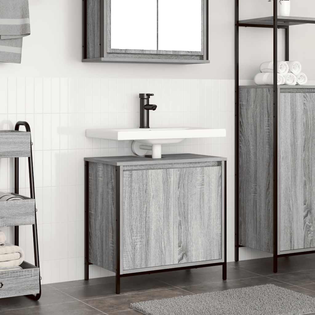 Bathroom Basin Cabinet Grey Sonoma 60x34,5x60 cm