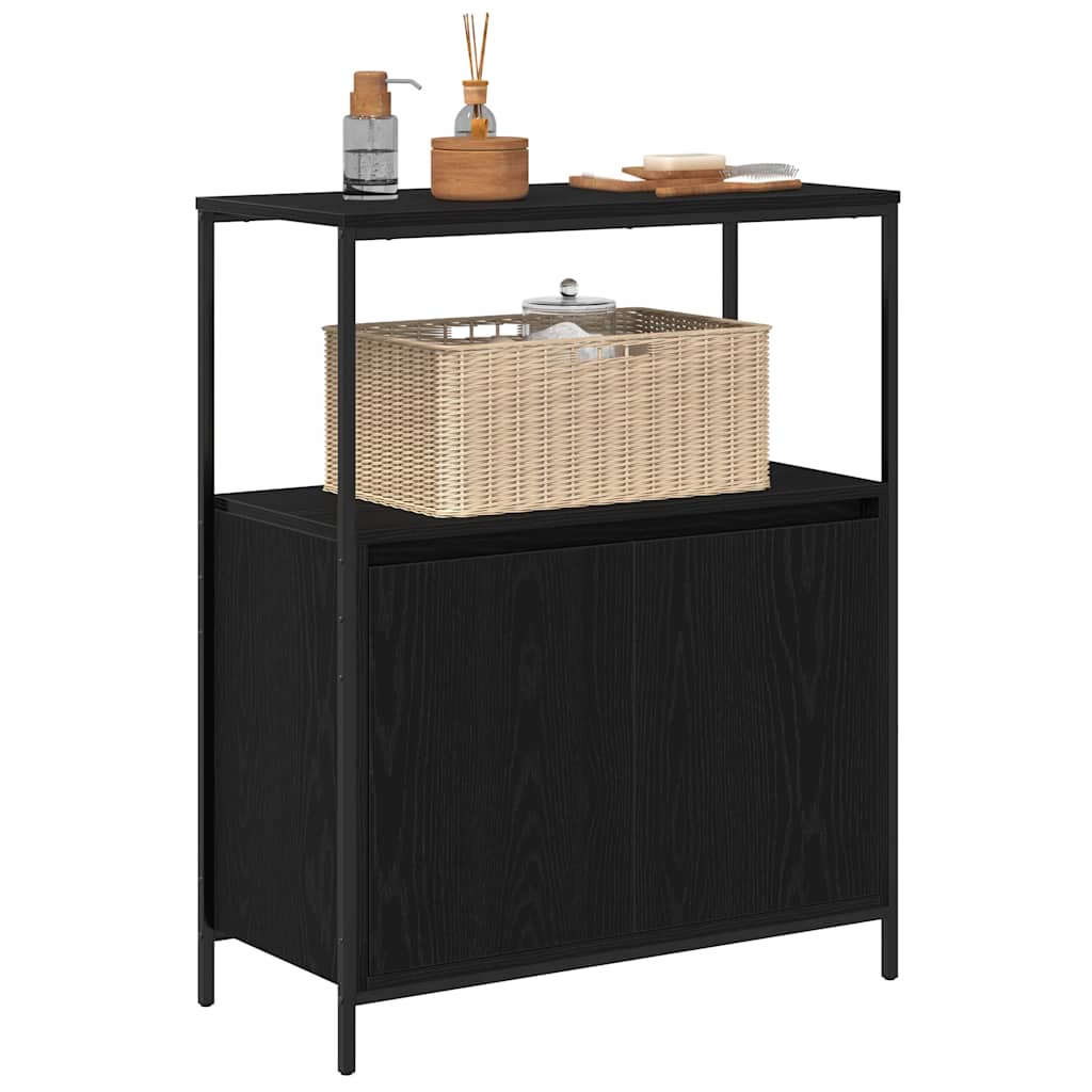 Bathroom Cabinet with Shelves Black Oak 76,5x35x95 cm