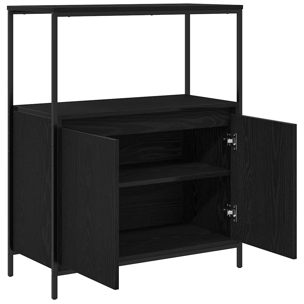Bathroom Cabinet with Shelves Black Oak 76,5x35x95 cm
