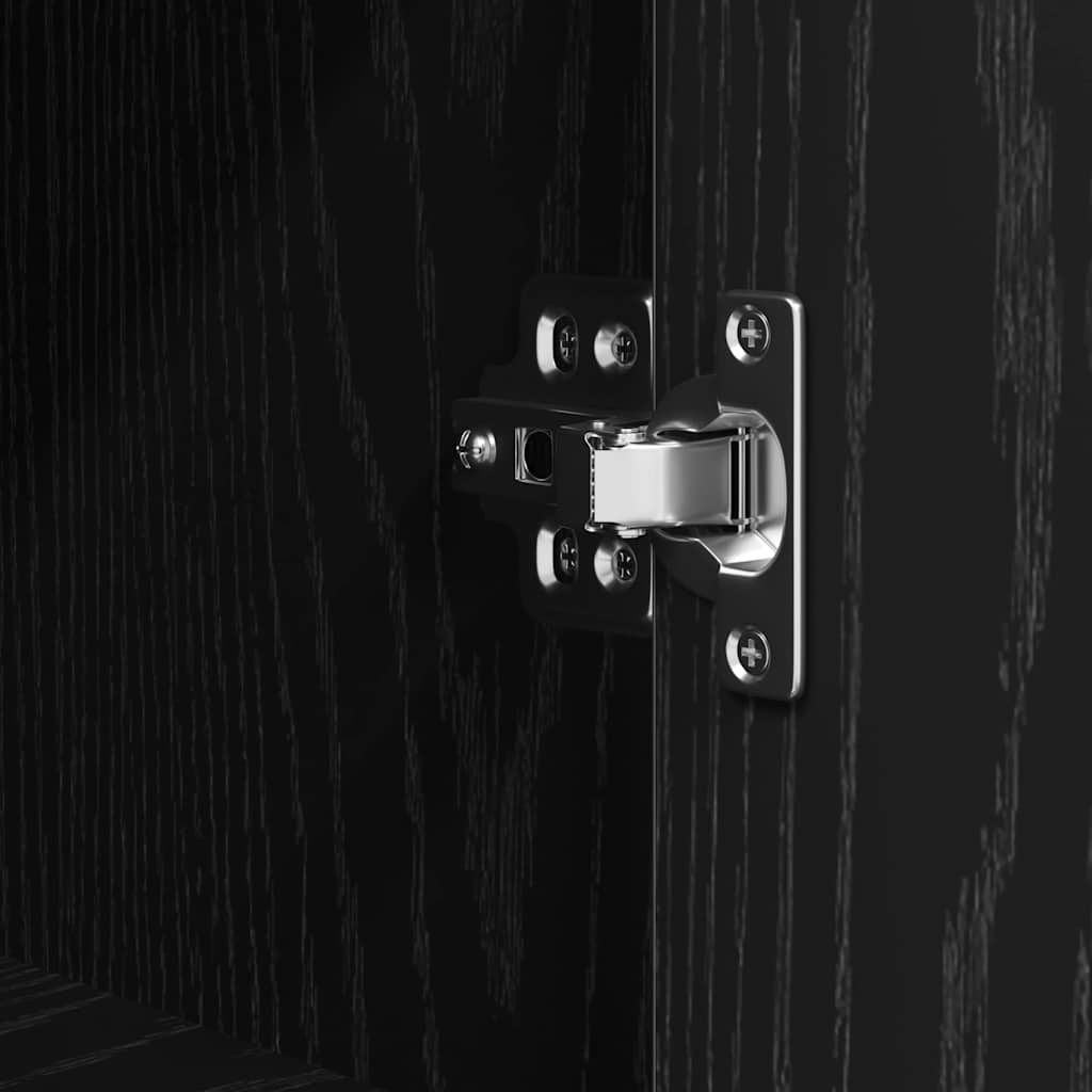 Bathroom Cabinet with Shelves Black Oak 76,5x35x95 cm