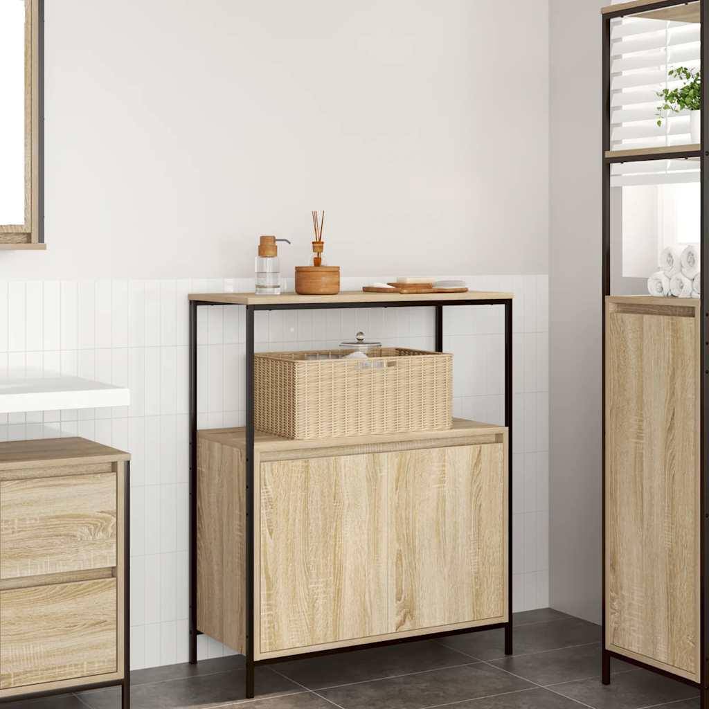 Bathroom Cabinet with Shelves Sonoma Oak 76,5x35x95 cm