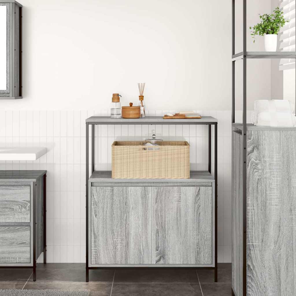Bathroom Cabinet with Shelves Grey Sonoma 76,5x35x95 cm