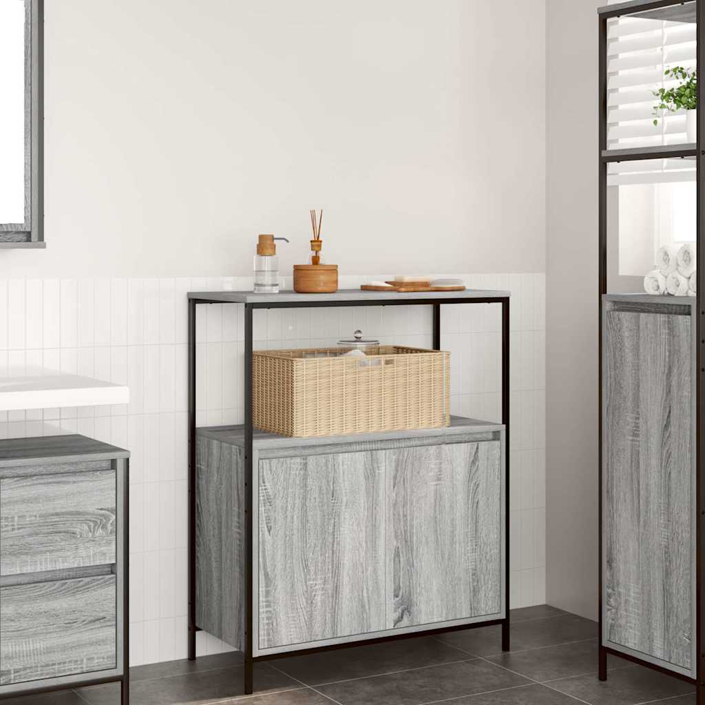 Bathroom Cabinet with Shelves Grey Sonoma 76,5x35x95 cm