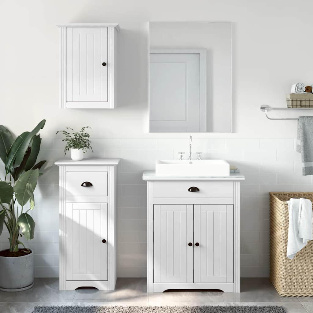 vidaXL 3 Piece Bathroom Furniture Set BODO White Solid Wood Pine