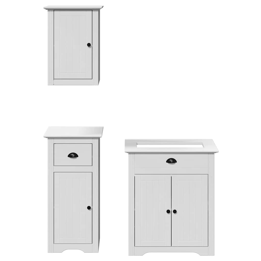 vidaXL 3 Piece Bathroom Furniture Set BODO White Solid Wood Pine