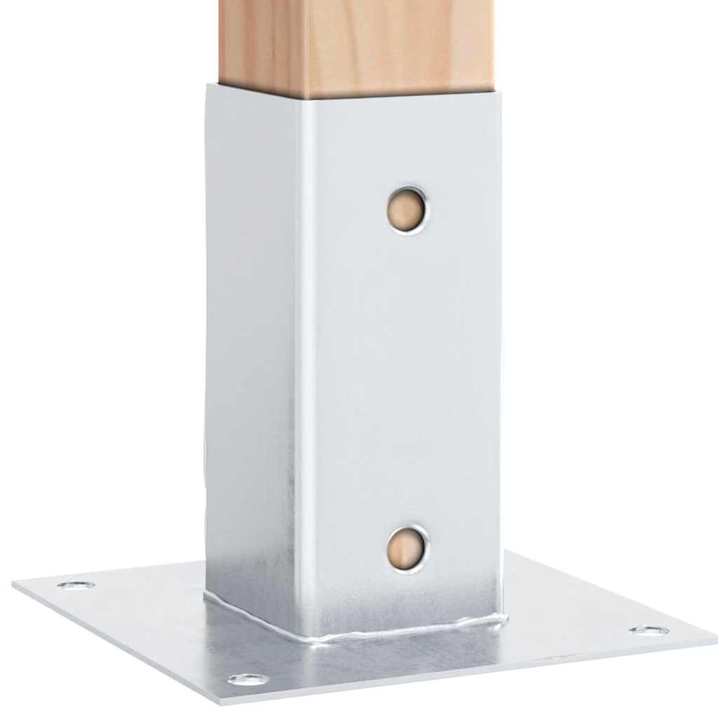 Post Bases Square 12 pcs Silver 61x61 mm Galvanised Steel