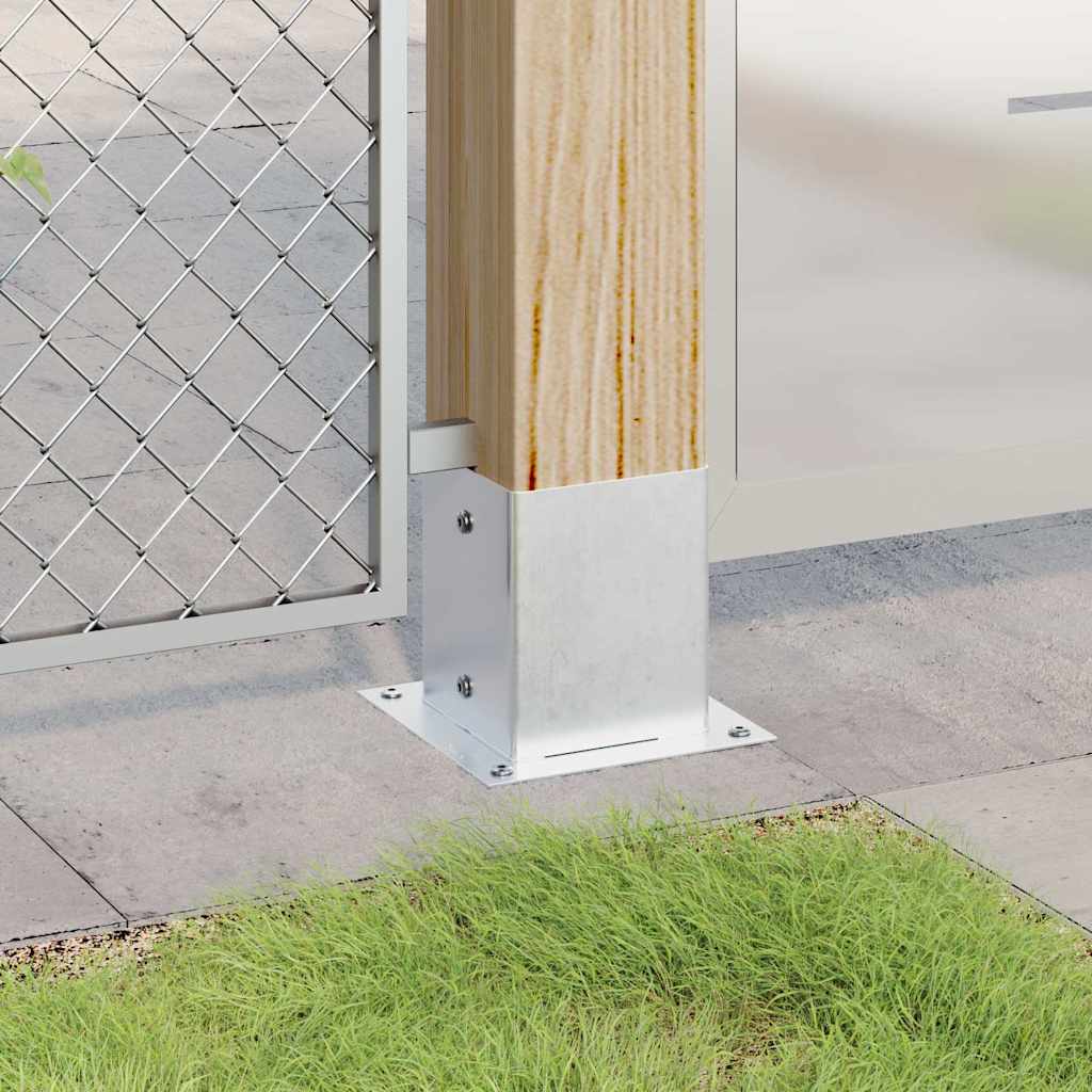 Post Bases Square 4 pcs Silver 121x121 mm Galvanised Steel