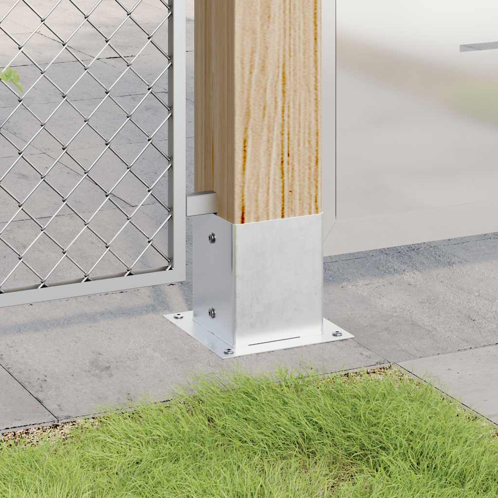 Post Bases Square 12 pcs Silver 121x121 mm Galvanised Steel