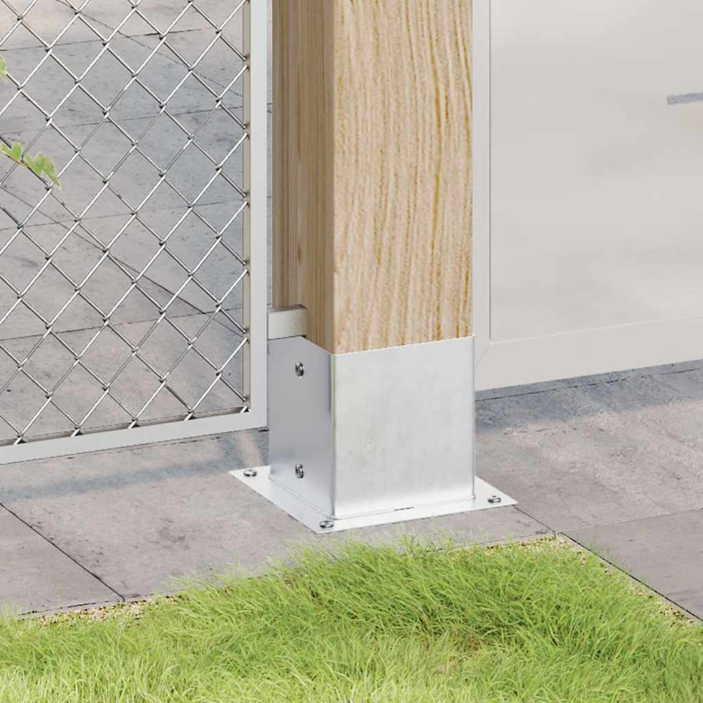 Post Bases Square 12 pcs Silver 141x141 mm Galvanised Steel