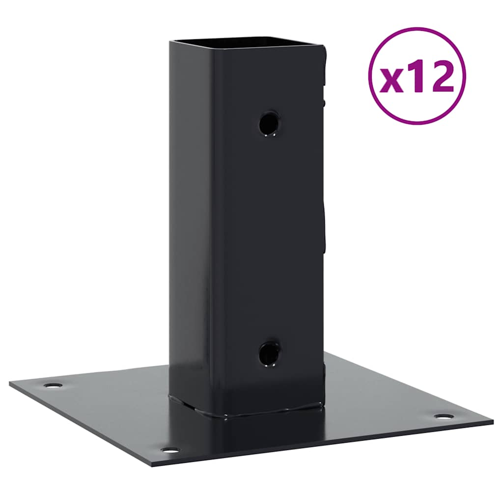 Post Bases Square 12 pcs Anthracite 46x46 mm Powder-coated Steel