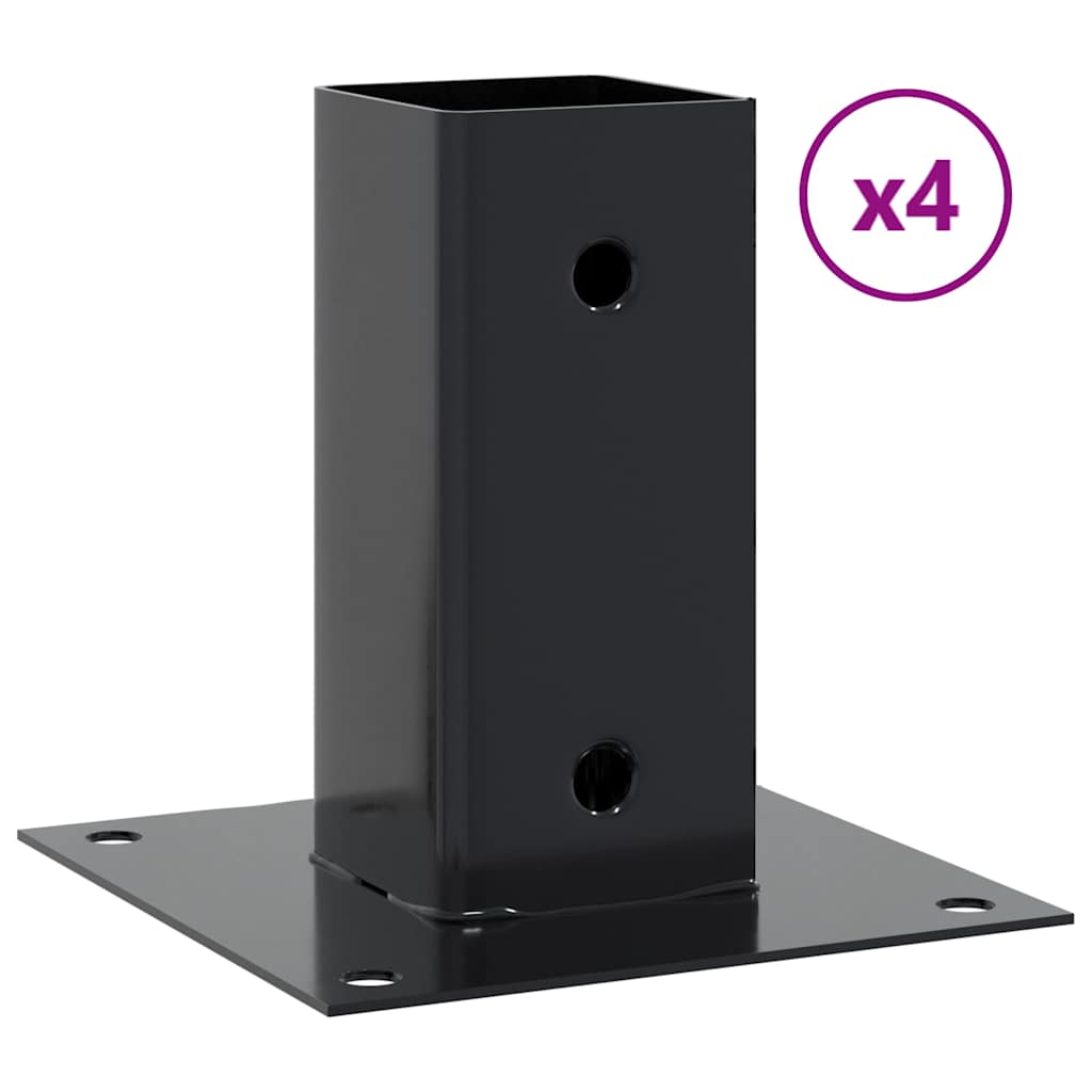 Post Bases Square 4 pcs Anthracite 61x61 mm Powder-coated Steel