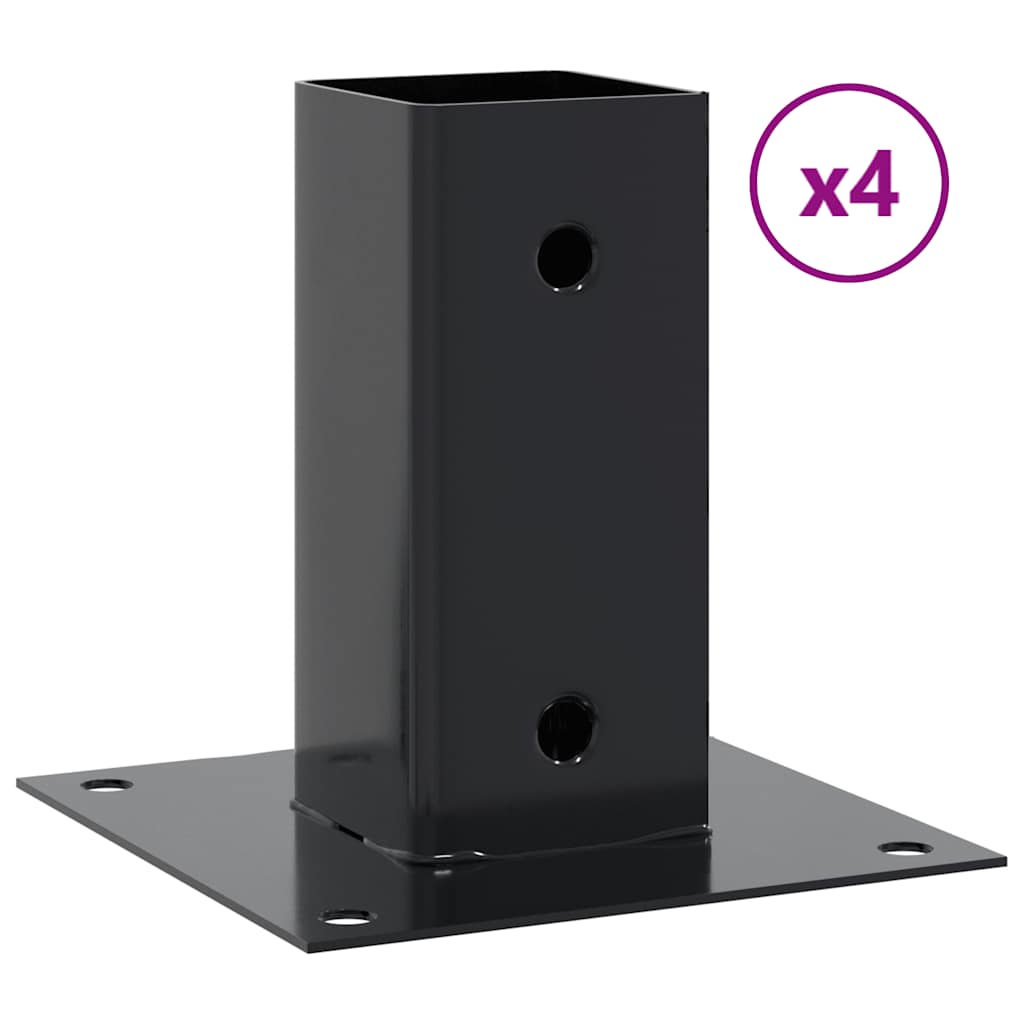 Post Bases Square 4 pcs Anthracite 71x71 mm Powder-coated Steel