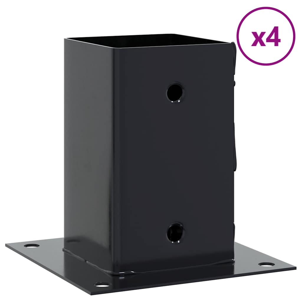 Post Bases Square 4 pcs Anthracite 81x81 mm Powder-coated Steel