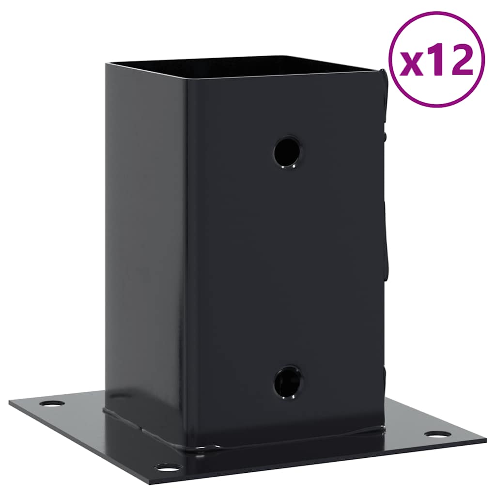 Post Bases Square 12 pcs Anthracite 81x81 mm Powder-coated Steel