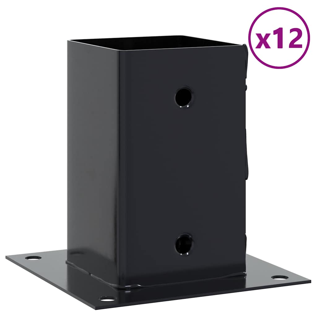 Post Bases Square 12 pcs Anthracite 91x91 mm Powder-coated Steel