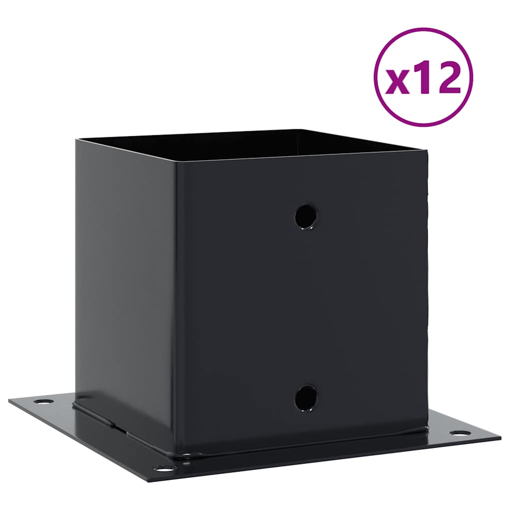 Post Bases Square 12 pcs Anthracite 141x141 mm