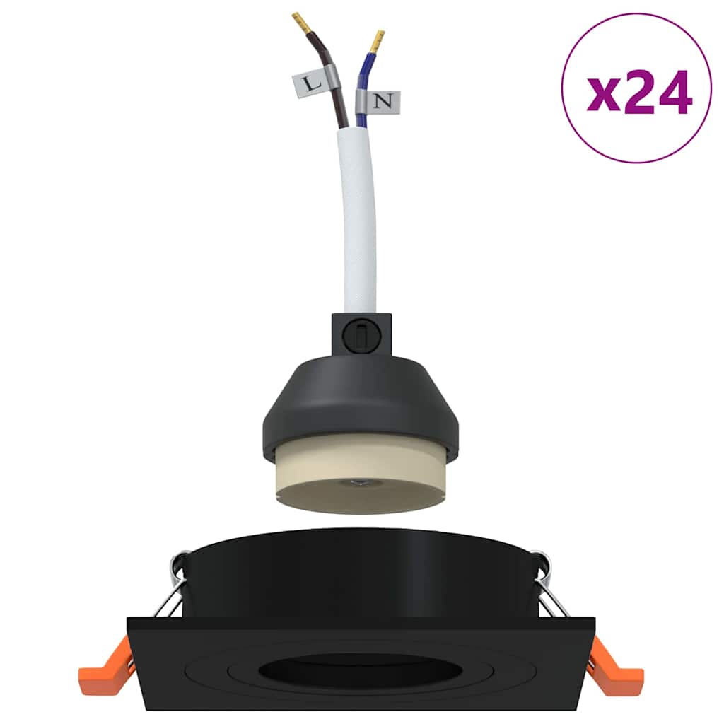 Spotlight 24 pcs Black 9 x 9 x 2 cm Aluminium