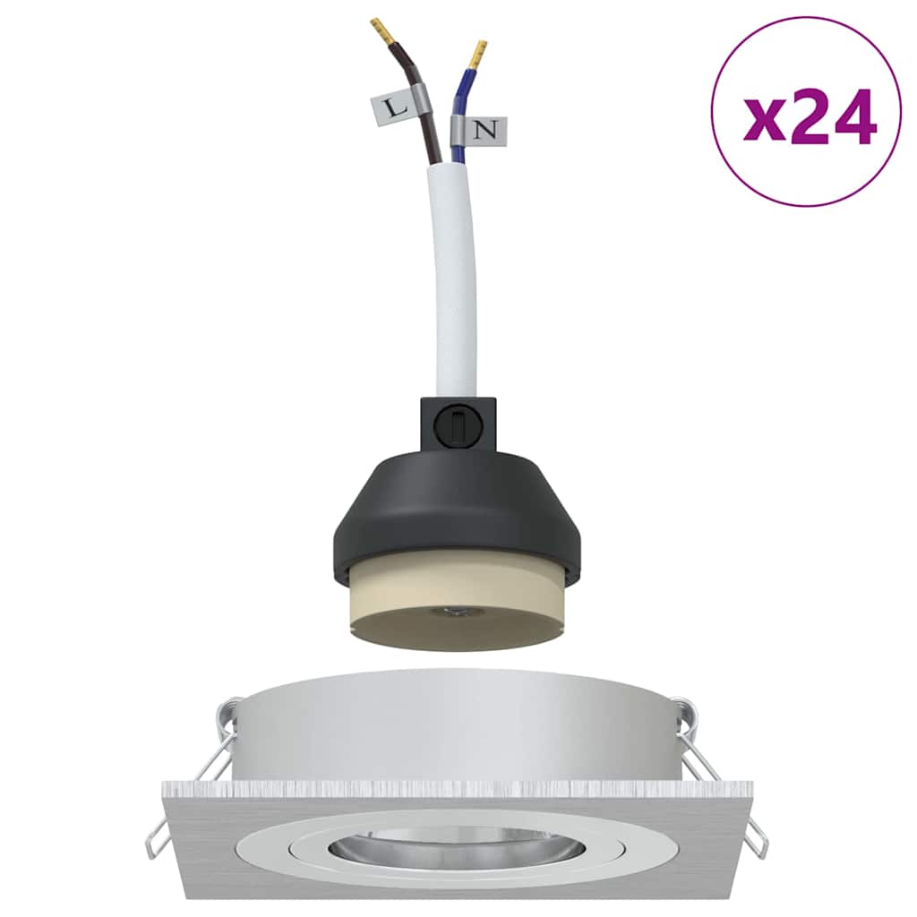 Spotlight 24 pcs Silver 9 x 9 x 2 cm Aluminium