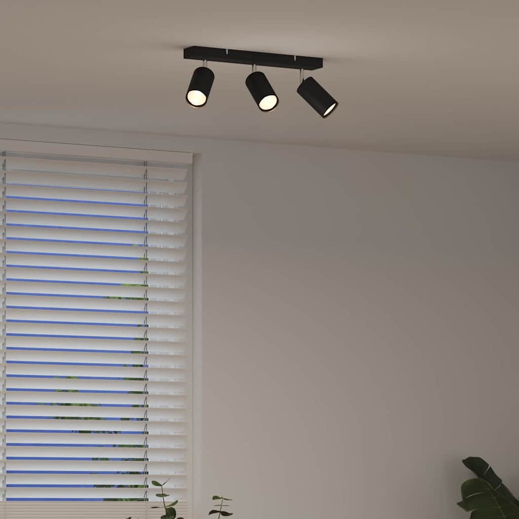 Ceiling Spotlight with Spotlights Black 38 x 6 x 16 cm Metal