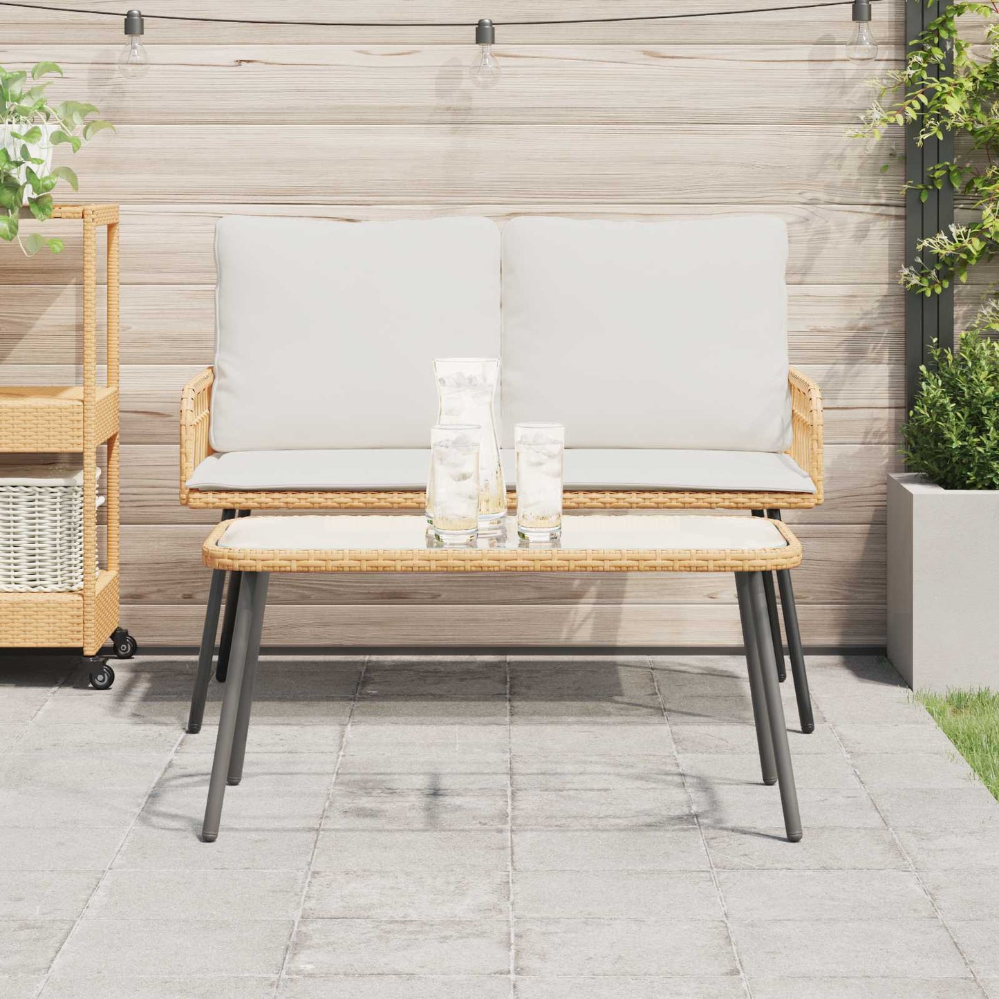 Coffee Table Brown and Black 90 x 45 x 43 cm Poly Rattan