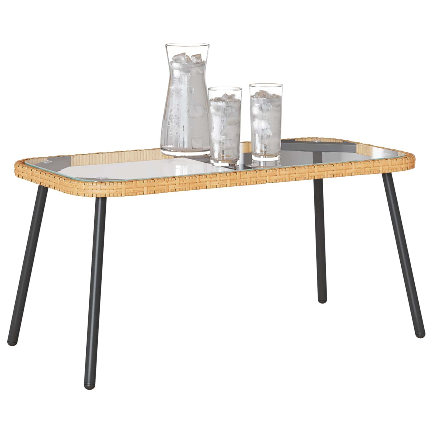 Coffee Table Brown and Black 90 x 45 x 43 cm Poly Rattan