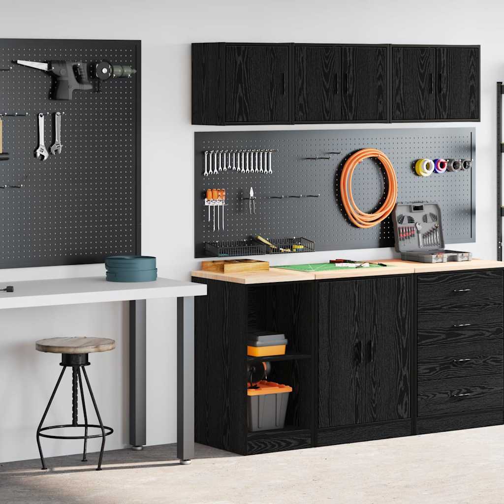 Garage Cabinets 2 pcs Black Engineered Wood