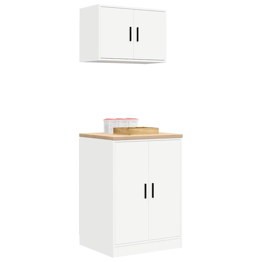 Garage Cabinets 2 pcs White Engineered Wood