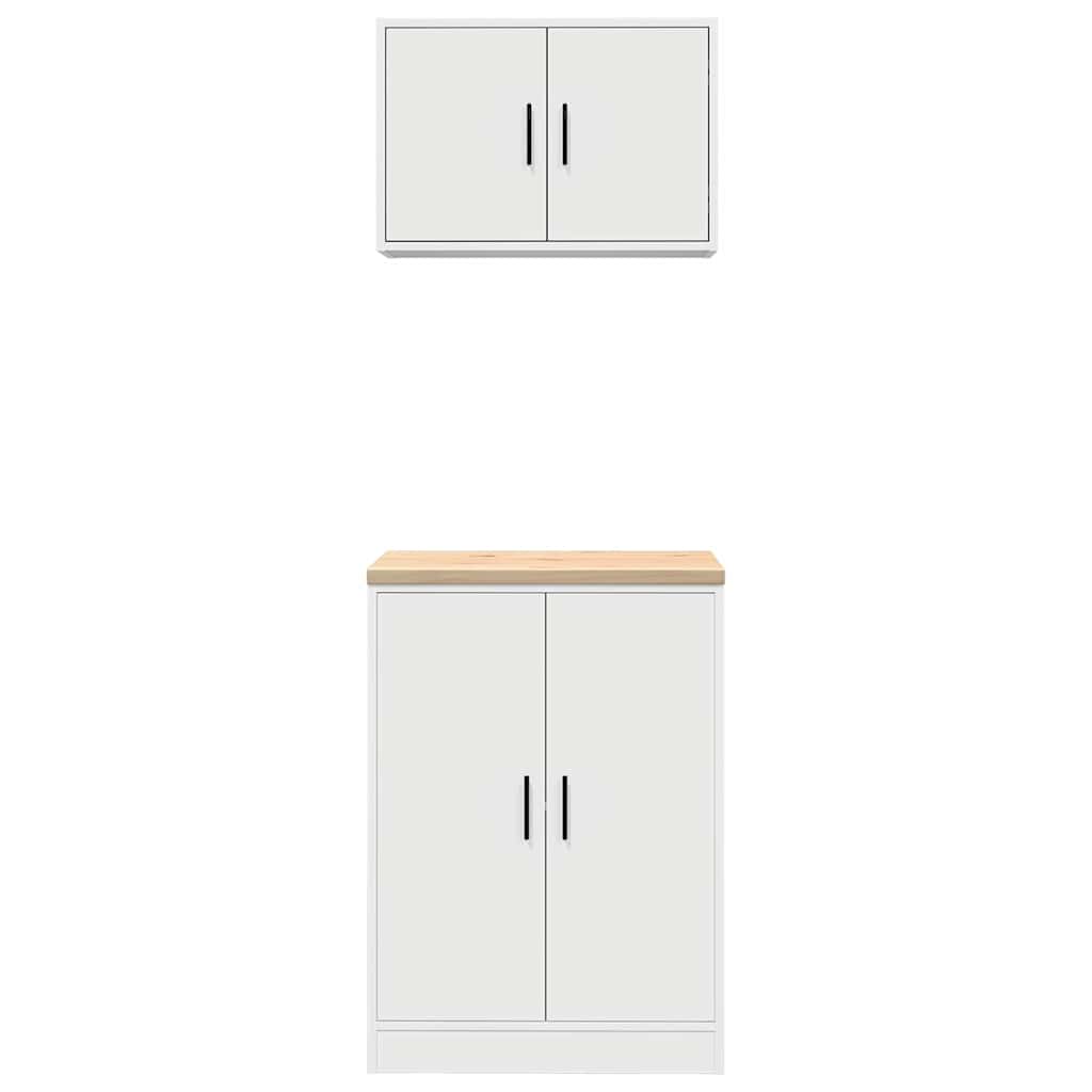 Garage Cabinets 2 pcs White Engineered Wood
