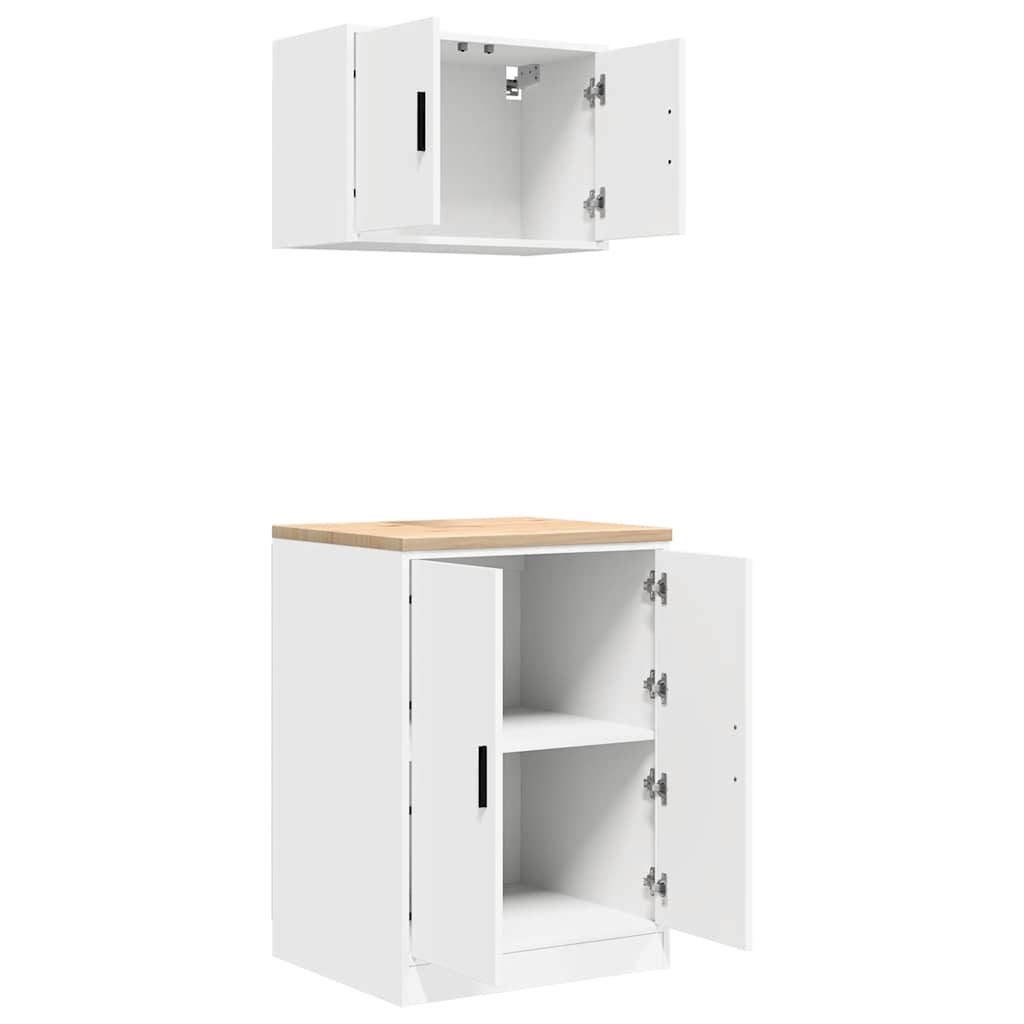 Garage Cabinets 2 pcs White Engineered Wood