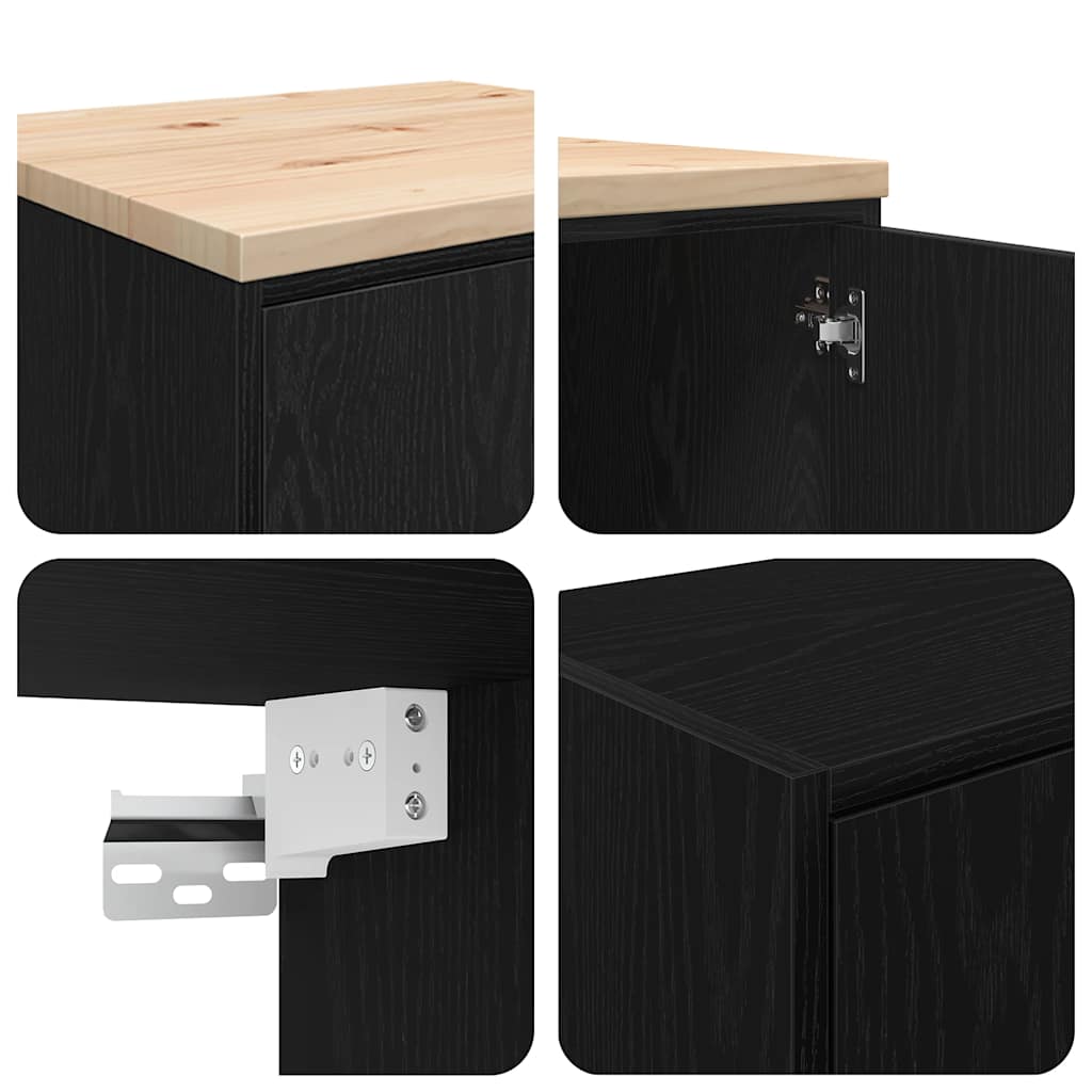 Garage Cabinets 2 pcs Black Engineered Wood